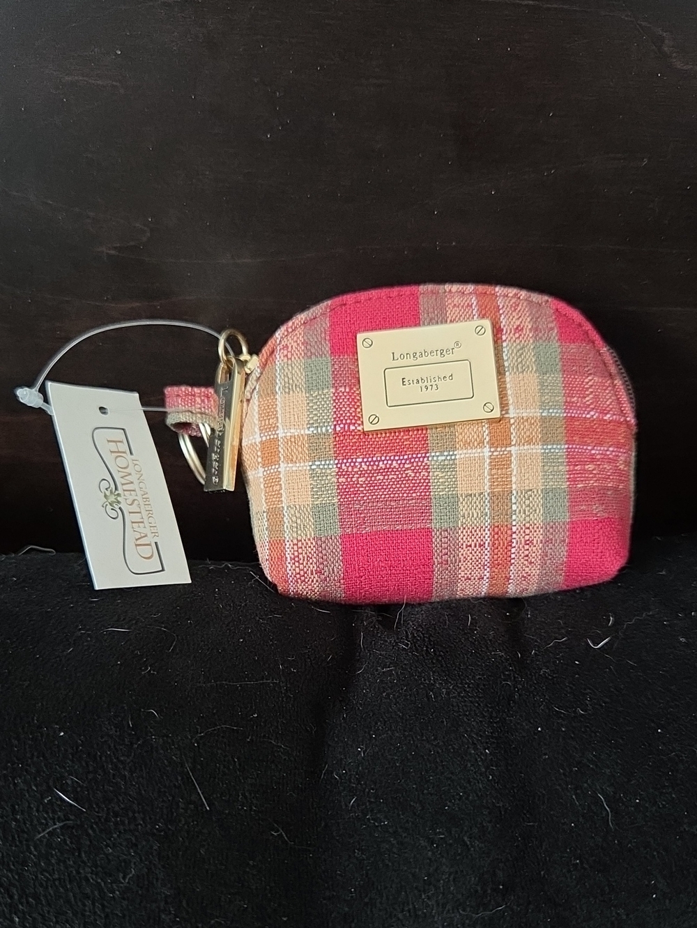 Longaberger Homestead Orchard Park Plaid Coin Purse Key Pouch NWT